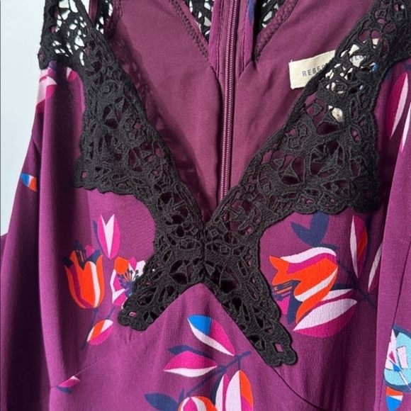 REBECCA TAYLOR Purple Floral Lace Midi Dress Size 4 - Picture 10 of 11